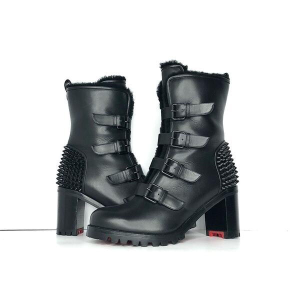 Christian Louboutin Glorymount 70 Spike Buckle Detail Lug Sole Boots 38.5 - Picture 3 of 9